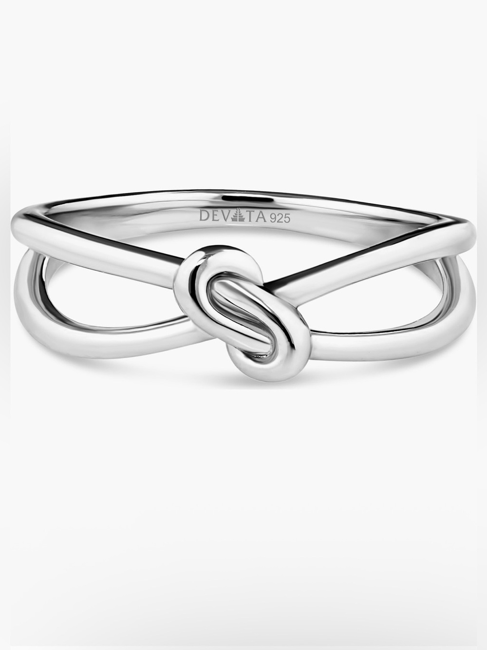 Love Knot Ring in Rhodium Plated Sterling Silver, 6mm